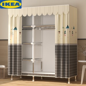 IKEA宜家简易衣柜家用卧室出租房用收纳柜子组装全钢架结实耐用布