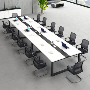 会议桌长桌办公桌椅组合会议室4米3米2.4米6米8米5米3.6白色桌子