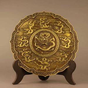 铜摆件铜龙盘铜九龙献瑞工艺品九龙壁龙凤呈祥全铜圆盘摆设龙凤盘