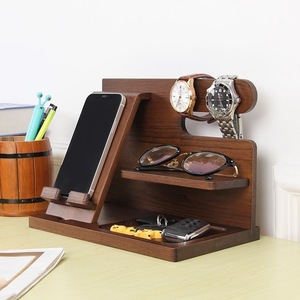 手机置物架床头手机充电支架多功能木质托架子木质支撑桌面实木