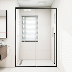 一字型极窄缓冲淋浴房下沉式卫生间干湿分离玻璃隔断家用推拉门