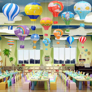 幼儿园吊饰商场走廊挂饰纸灯笼门店教室装饰店铺热气球布置节日