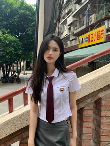 【韩式校服】jk制服学院风短袖衬衫修身显瘦甜美少女包臀裙套装女