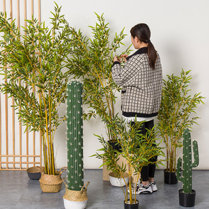 新款竹子落地假竹树客厅仿真仙人掌绿植盆栽摆件大型植物装饰盆景