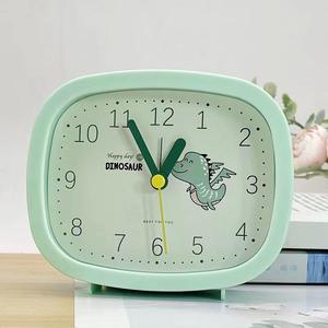 圆形创意静音闹钟圆形卡通小学生儿童可爱床头专用客厅绿色钟闹表