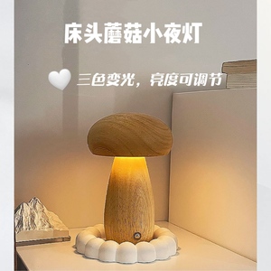 蘑菇灯LED充电小夜灯创意台灯床头灯卧室简约触摸开关氛围灯礼物