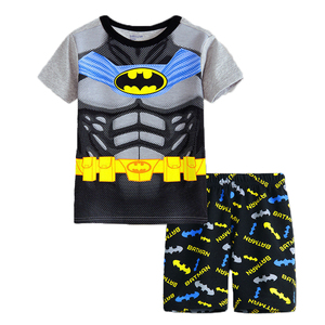 六一儿童演出服男童蝙蝠侠夏季短袖纯棉套装男孩奥特曼钢铁侠t恤6