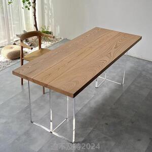 木板双拼木板大板板桌木板定制桌面实_自然白蜡板原水曲柳边吧台