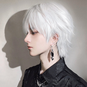 日本MUJIE假发男生短发造型白色日系少年cos万用动漫帅基佬毛全头