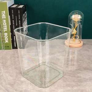 小号植物水养桌面正方形水培透明器皿收纳塑料花盆花瓶垃圾醒花桶