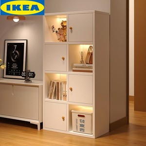 IKEA宜家书架带门防尘书柜自由组合格子柜电视柜旁展示柜实木色矮