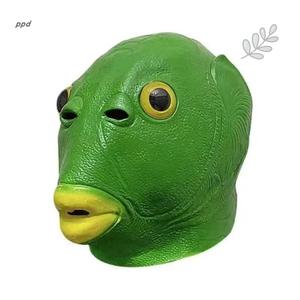 抖音网红同款绿鱼人绿头鱼头套搞怪搞笑皮卡丘鱼头怪面具沙雕面罩