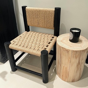 藤编复古矮凳实木换鞋凳简约现代家用通用座椅高颜值凳子小红薯款