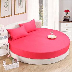厂家订做圆床床笠单m件圆形宾馆床单四件床罩床垫防滑保护套砖红
