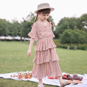 巴拉巴柆女童2024夏季新款韩版连衣裙中大儿童雪纺裙子蛋糕裙女孩