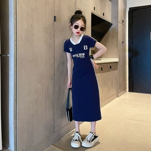 巴­拉巴柆新款女童夏季连衣裙2024新款韩版中大童直筒裙洋气学院
