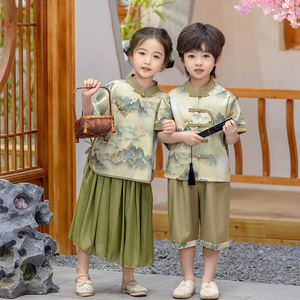 儿 童汉服男 童夏季古装唐装女 童中国风六一演出服幼儿园表演服