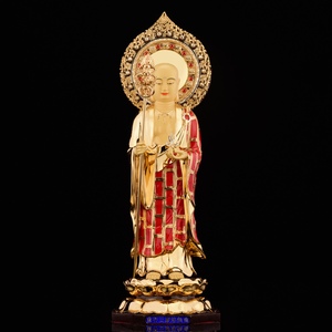 台湾纯铜娑婆三圣 观音菩萨佛像供奉摆件 地藏王菩萨释迦牟尼佛佛