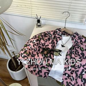 巴­拉巴­拉韩版粉色豹纹衬衫男童春秋季新款儿童外套中小童时尚时