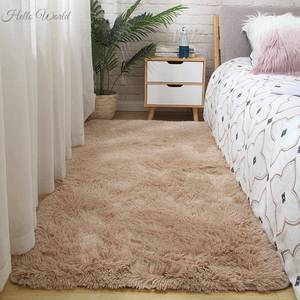 [客厅北欧白色地垫定制卧室地毯风地床边少女。茶几满铺长毛绒