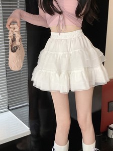 IEF/爱依服官方旗舰半身裙女夏季新款芭蕾风白色蛋糕短裙仙女网纱