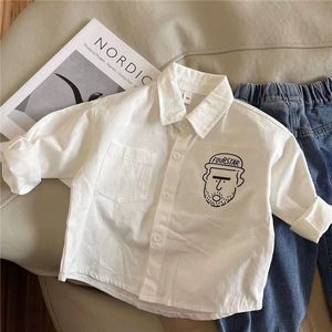 巴拉巴拉2023新款男童白色衬衫儿童春装长袖衬衣韩版春秋小童宝宝