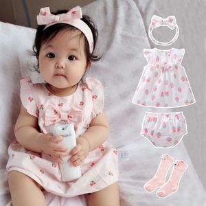 夏季薄款婴幼儿裙子套装0-1岁女宝宝连衣裙三件套洋气短袖公主裙