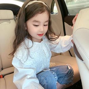女童衬衫儿童2023新款公主风蕾丝花边衬衣韩版女宝宝洋气长袖上衣