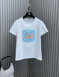 chanel/香奈儿 24夏季新款小香风钉珠logo图案刺绣休闲短袖t恤女