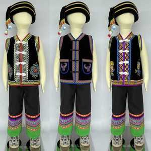 新彝族演出服装男童套装 苗族小马甲 少数民族服装火把节壮族服饰