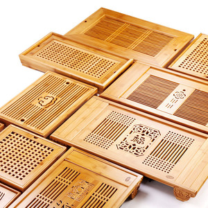 小型茶台竹制茶盘家用排水式长方形竹子茶具托盘大号抽屉式储水式