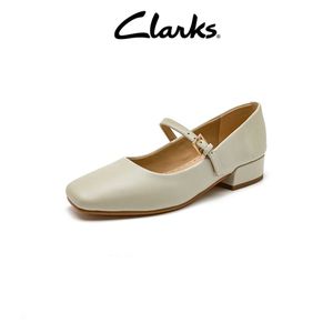 断码特价Clarks其乐赛伦女鞋真皮单鞋玛丽珍学院风方跟皮鞋大码42