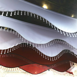 婚庆吊顶纱弹力布牛奶丝吊顶幔水晶珠吊顶装饰吊顶纱幔吊顶弹力布