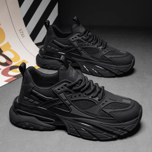 李宁氢云黑武士男鞋春秋网面软底潮牌运动休闲厚底增高黑色老爹鞋