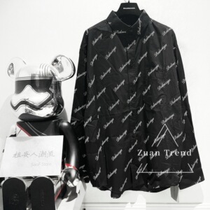 【zuan】balenciaga/巴黎世家 签字 满印字母logo 黑色 长袖衬衫