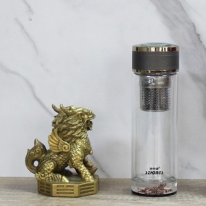 溢水龙373-7虎虎生威虎年限定款双层水晶玻璃杯车载便携喝水杯