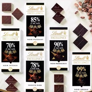 进口Lindt瑞士莲特醇可可黑巧克力排块70%85%90%99%新年零食年货