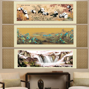 送老外的中国特色礼物出国送外国人长城礼品丝绸卷轴画四川熊猫