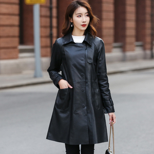 若丽格2020新款海宁真皮皮衣女中长款绵羊皮泡皮风衣宽松外套a字