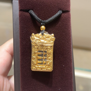 周大福黄金足金传承系列算盘招财吊坠麒麟挂坠转运牌男女福章