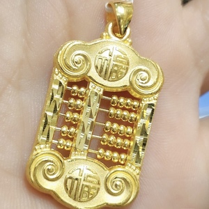 周大福足金黄金999福字算盘吊坠项坠