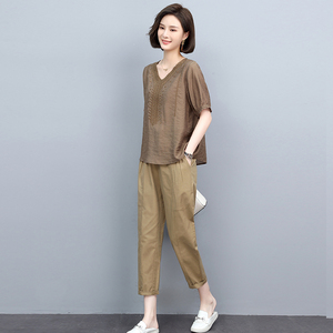 亚麻女装套装休闲时尚