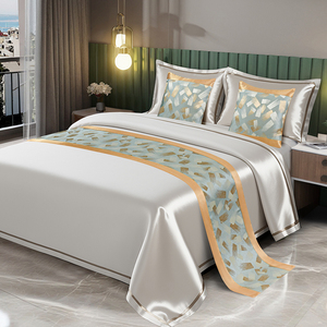 高档现代简约中式奢华家用卧室宾馆酒店床上床旗床尾巾床尾毯床盖