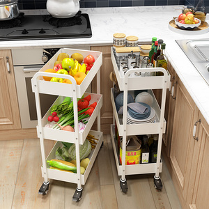 nana 可移动手推车厨房储物架三层置物架带轮小推车居家家居