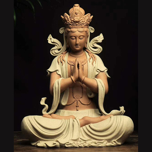陶瓷祈福合掌盘腿观音 家用供奉 中式禅意客厅玄关摆件佛像工艺品