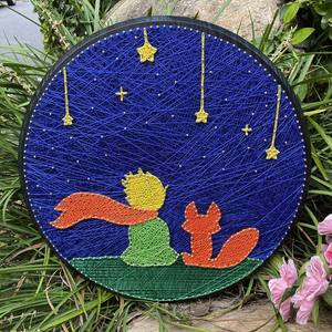 钉子绕线画小王子减压解闷缠线手工diy创意卡通圆形装饰画礼物