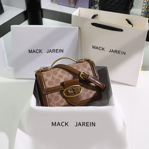 【mackjarein】名牌女士牛仔帆布哈顿包真皮马车包斜挎小包包女潮
