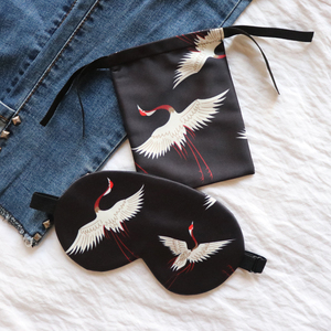 u-life/自制单面真丝眼罩夏季日式和风仙鹤提花缎手工定制送礼物