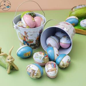 *复活节彩蛋篮子儿童diy摆件手工礼物手提鸡蛋花篮铁盒装饰品布置