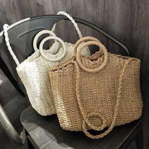 2023新款网红手提单肩斜挎草编包 草绳编织包 草包 简洁百搭女包